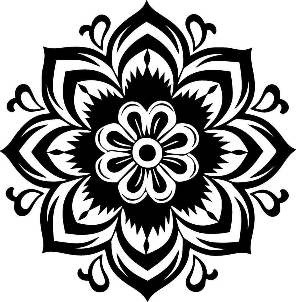 mandala - zwart en wit geïsoleerd icoon - vector illustratie