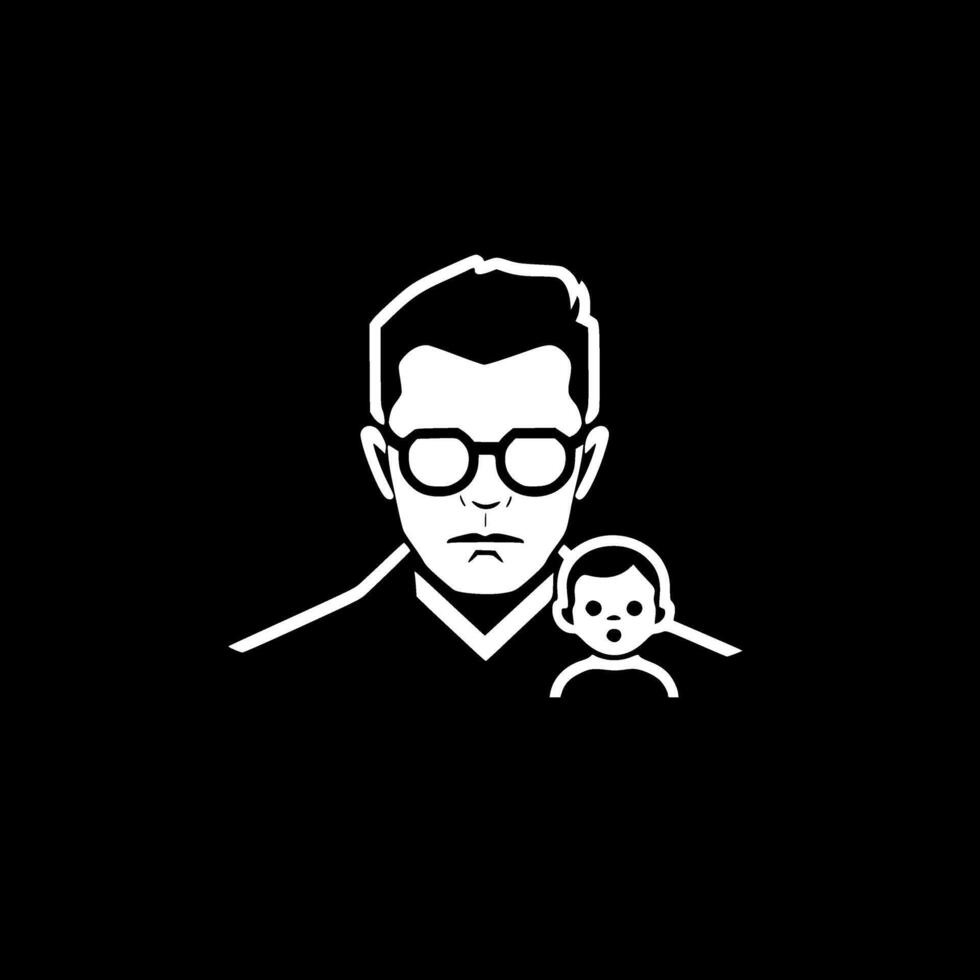 papa - zwart en wit geïsoleerd icoon - vector illustratie