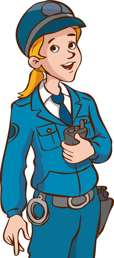 vector illustratie van Politie vrouw staand houding