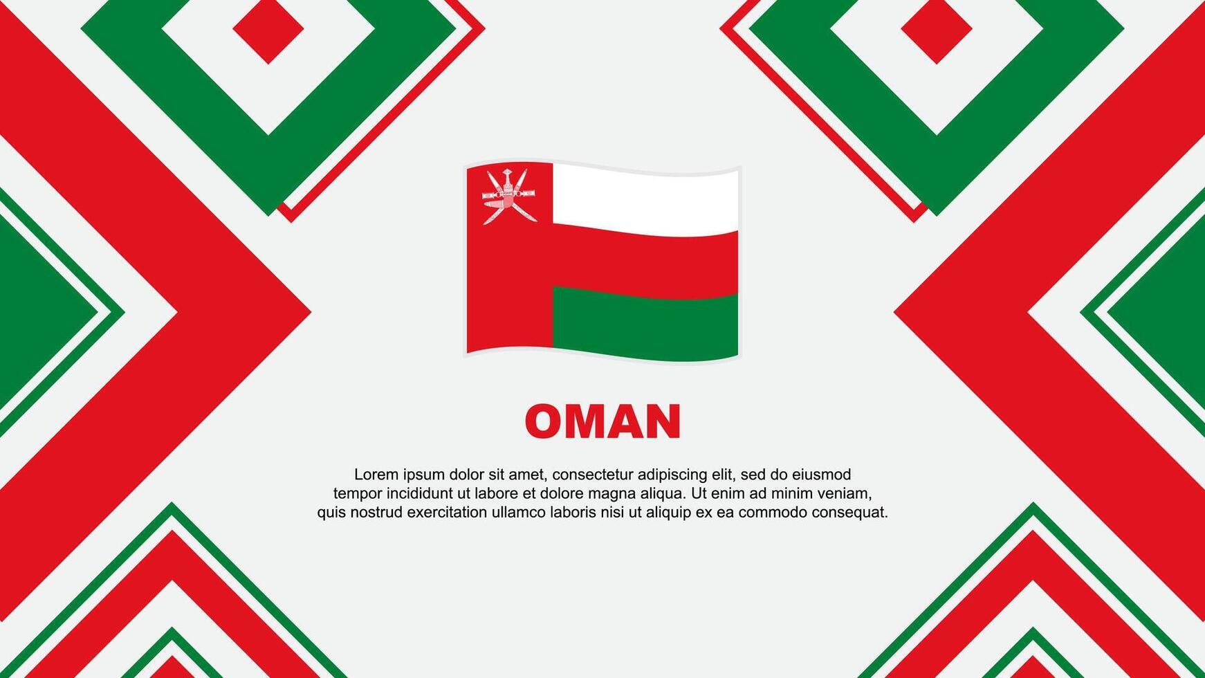 Oman vlag abstract achtergrond ontwerp sjabloon. Oman onafhankelijkheid dag banier behang vector illustratie. Oman onafhankelijkheid dag