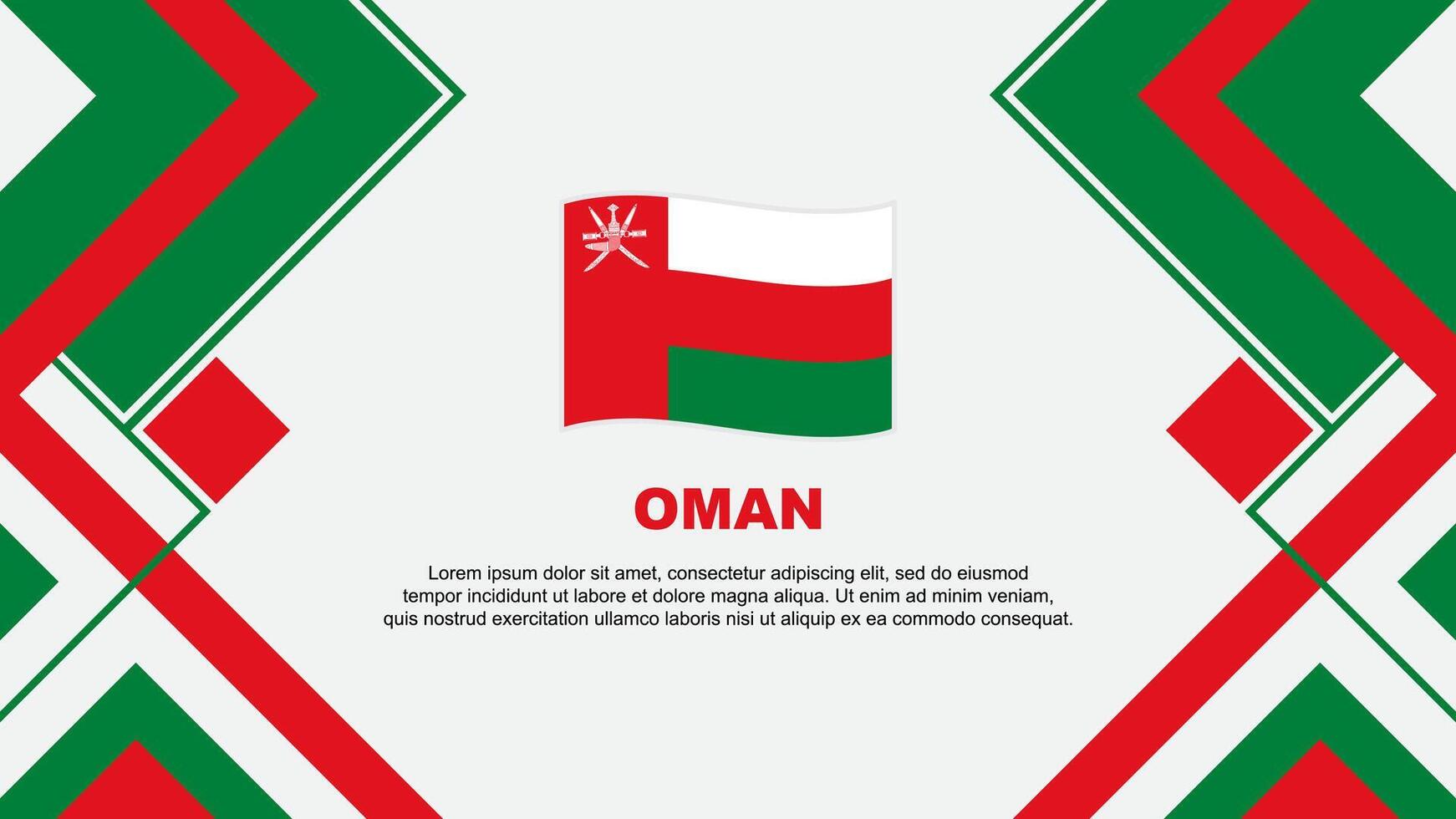 Oman vlag abstract achtergrond ontwerp sjabloon. Oman onafhankelijkheid dag banier behang vector illustratie. Oman banier