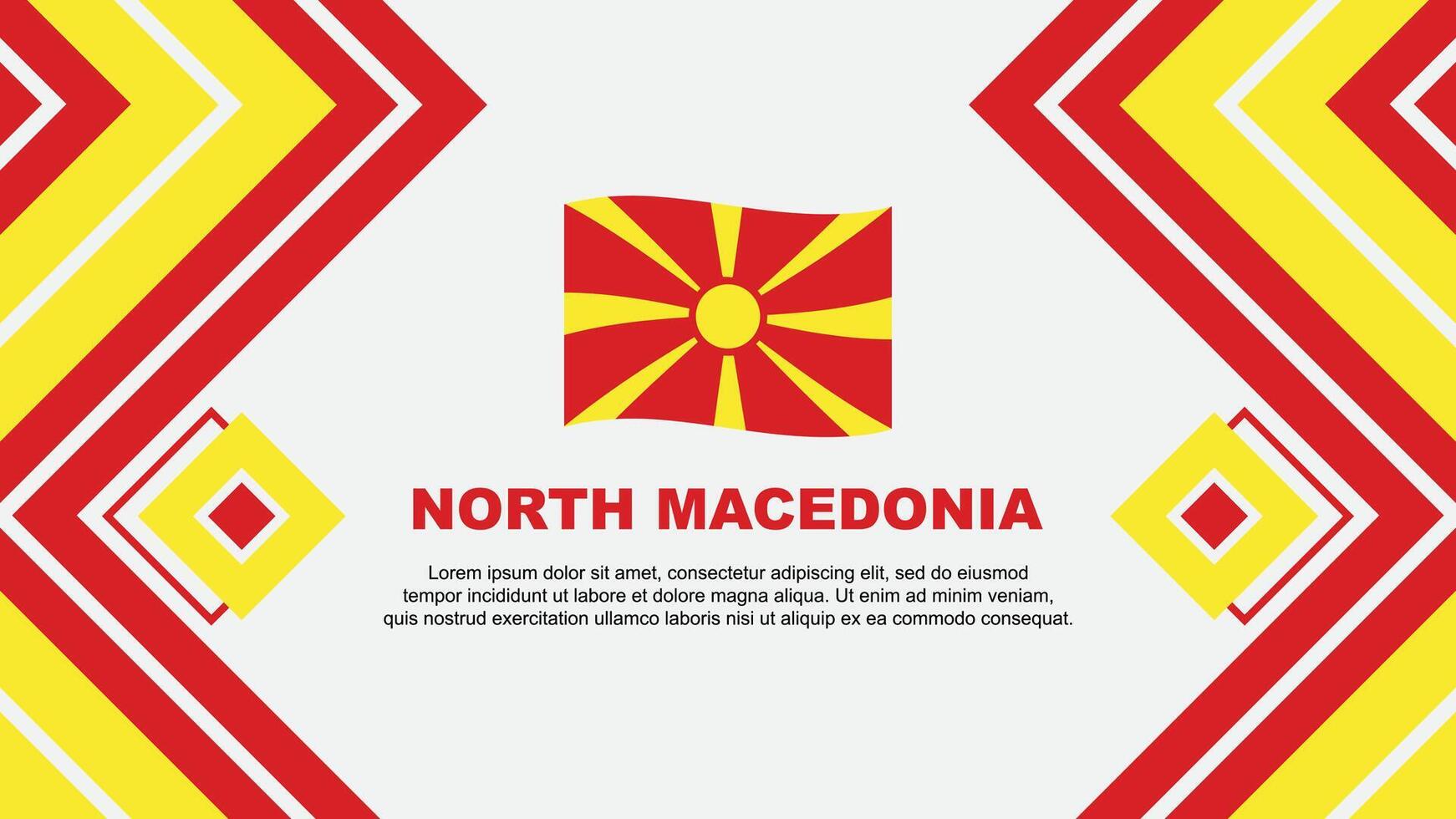 noorden Macedonië vlag abstract achtergrond ontwerp sjabloon. noorden Macedonië onafhankelijkheid dag banier behang vector illustratie. noorden Macedonië ontwerp