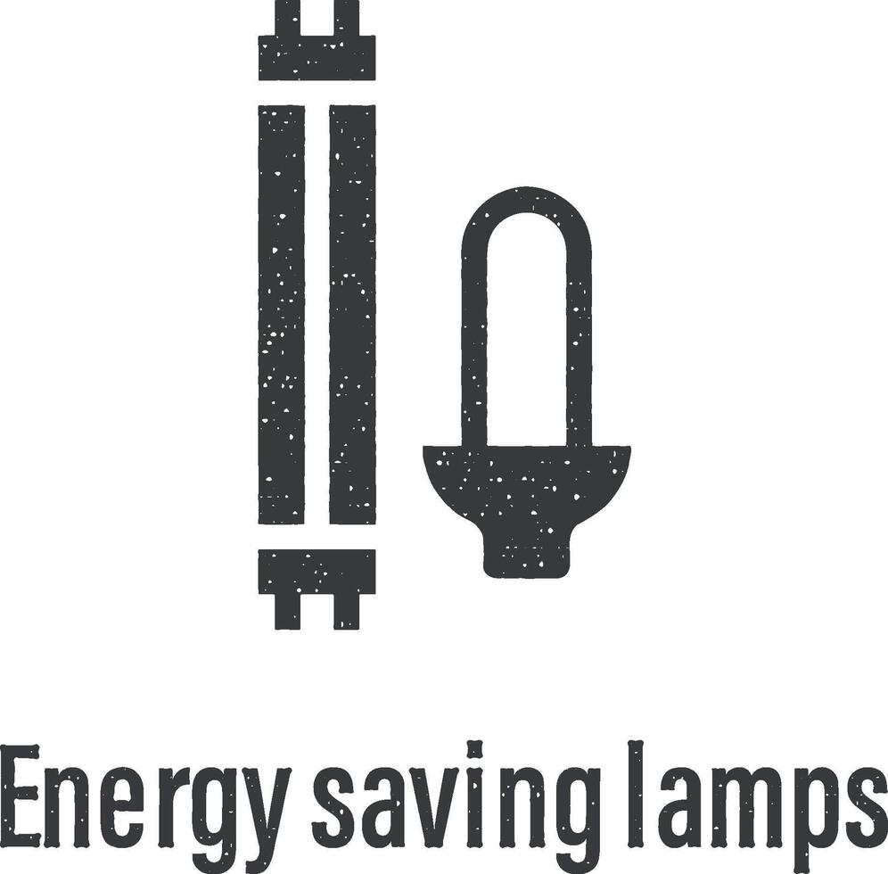 energie besparing lampen icoon vector illustratie in postzegel stijl