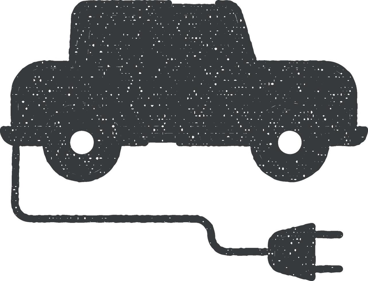 eco auto, auto icoon vector illustratie in postzegel stijl
