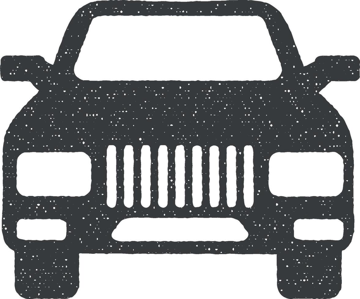 voorkant visie auto, auto icoon vector illustratie in postzegel stijl