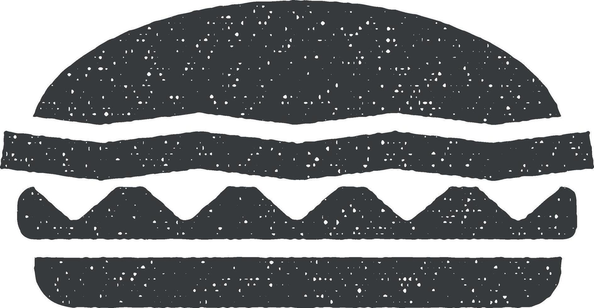 hamburger, snel voedsel, Hamburger icoon vector illustratie in postzegel stijl