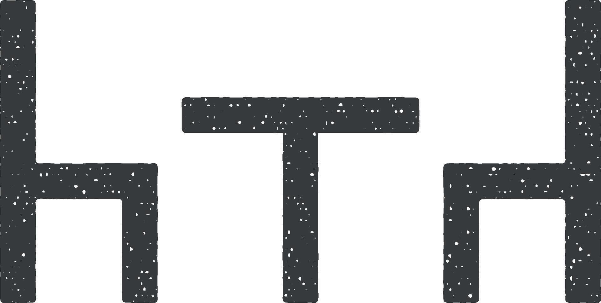 tafel en stoelen glyph icoon vector illustratie in postzegel stijl