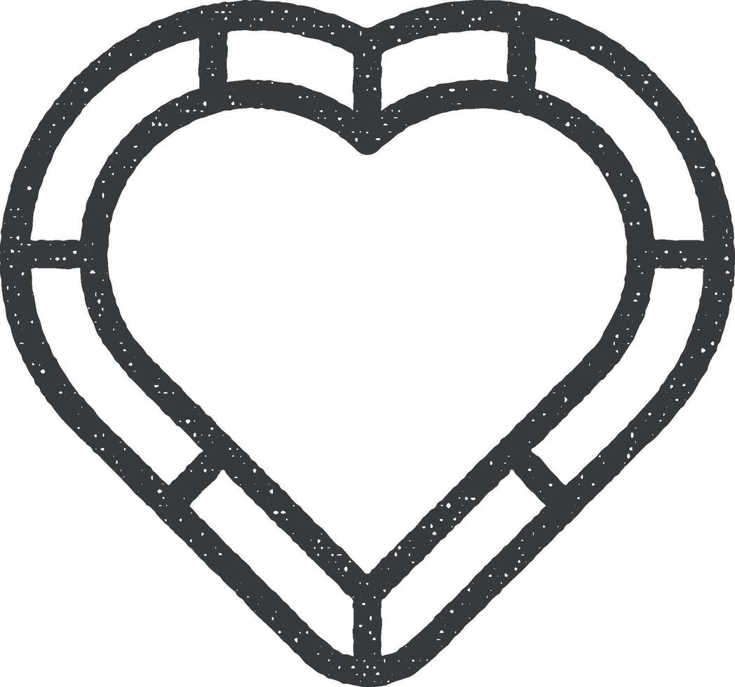 hart schets icoon vector illustratie in postzegel stijl