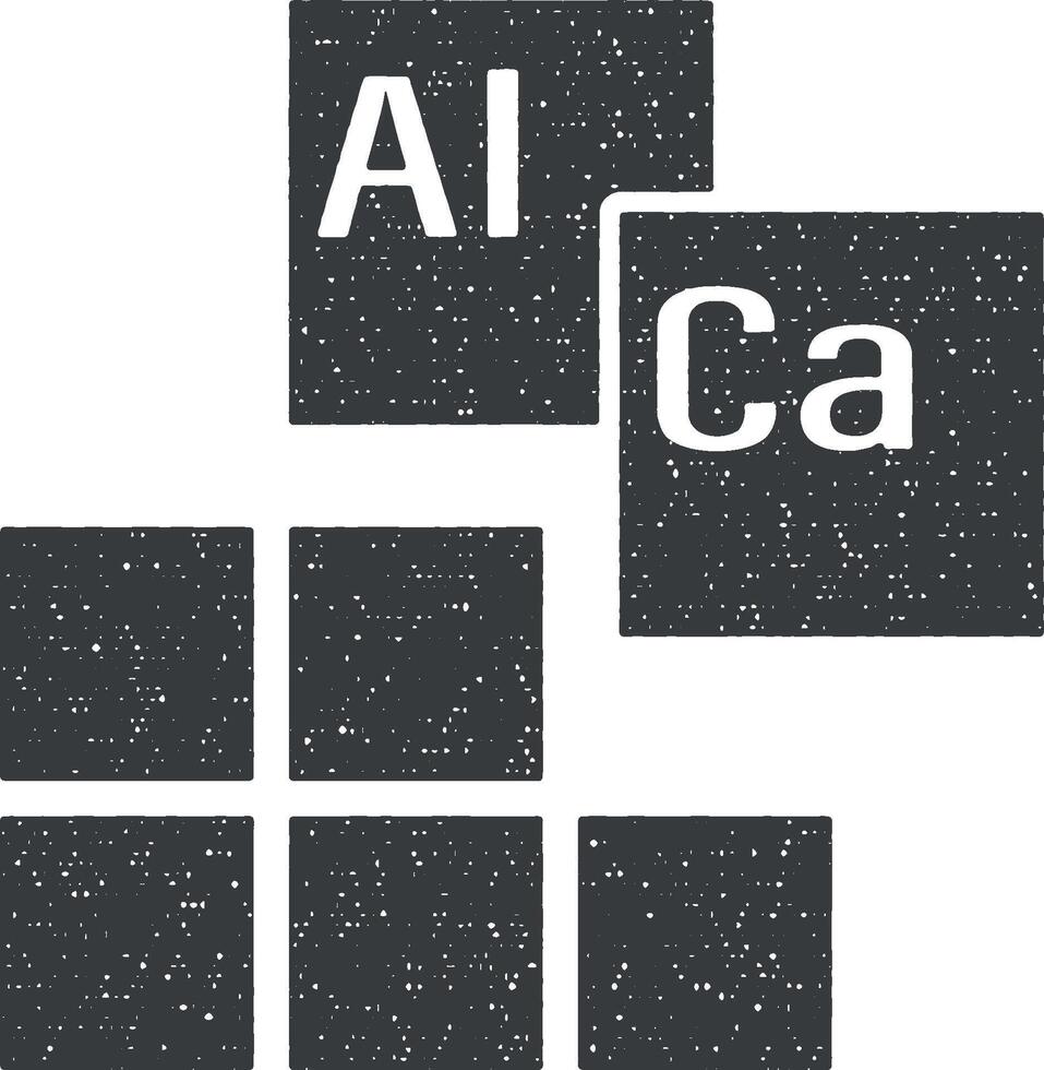 chemie, elementen icoon vector illustratie in postzegel stijl