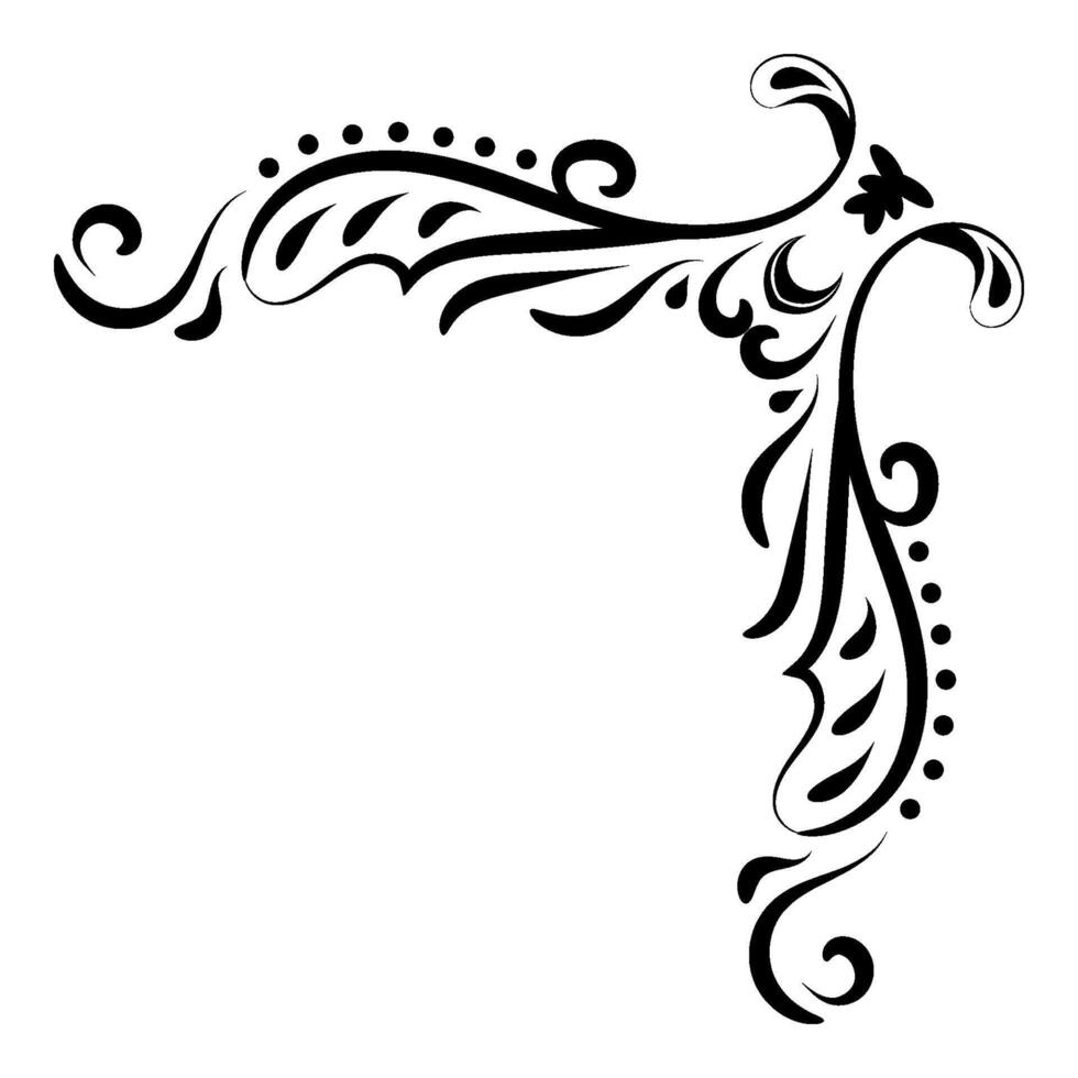 luxe wijnoogst hoek kader vector element. klassiek kolken verdeler patroon ornament. filigraan ontwerp kalligrafische decoratie voor kader, groet kaart, uitnodiging, menu, certificaat.