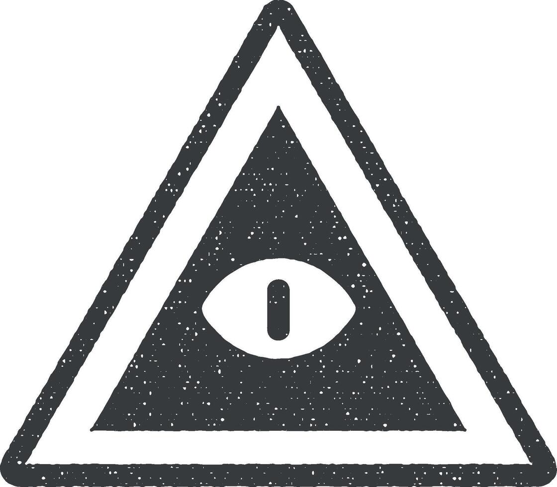 oog in piramide icoon vector illustratie in postzegel stijl