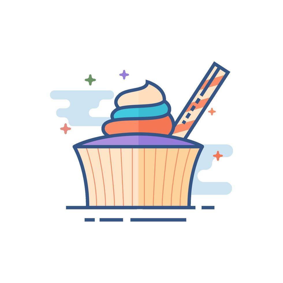 taart icoon vlak kleur stijl vector illustratie
