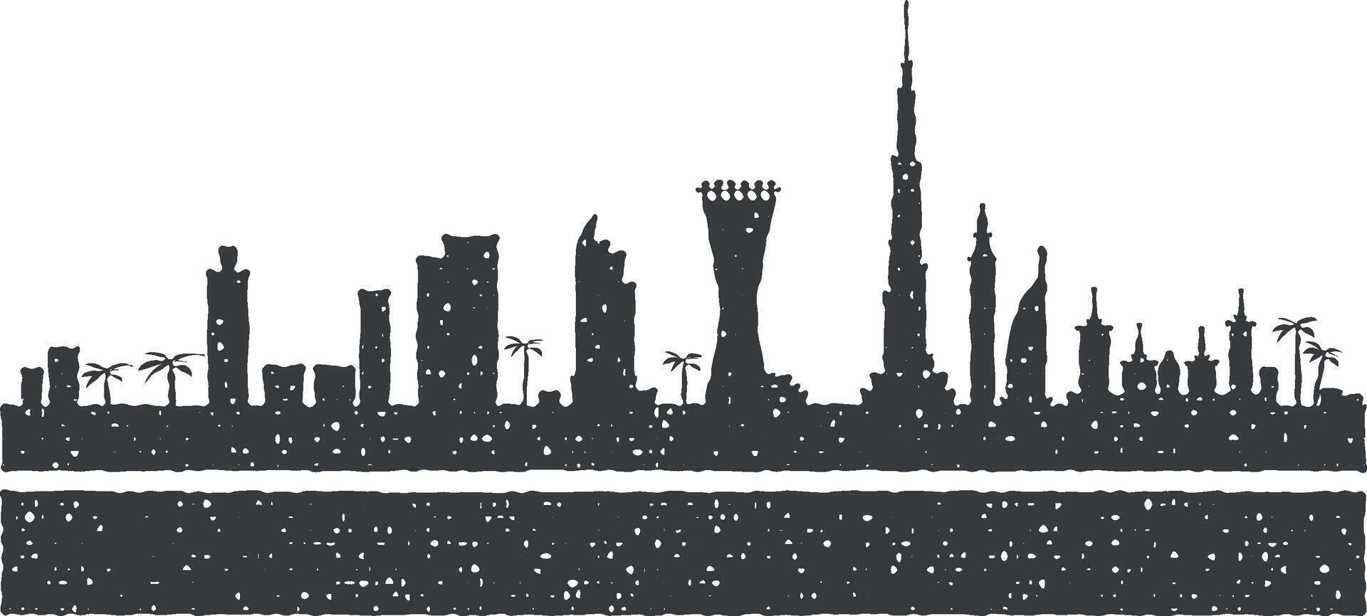 Dubai gedetailleerd horizon icoon vector illustratie in postzegel stijl