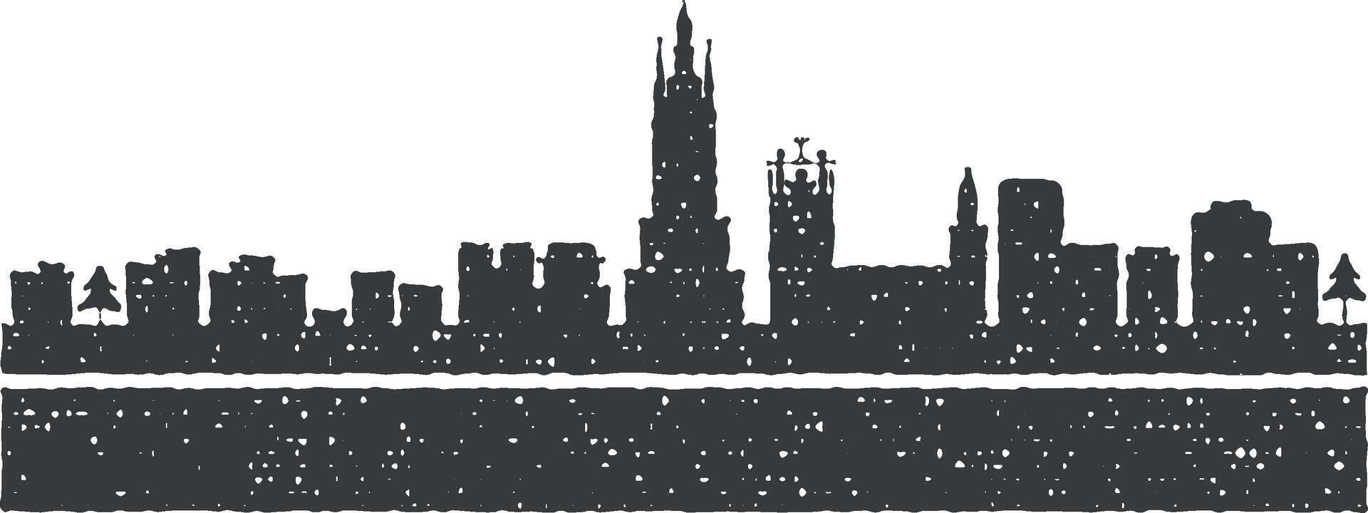 Stockholm gedetailleerd horizon icoon vector illustratie in postzegel stijl