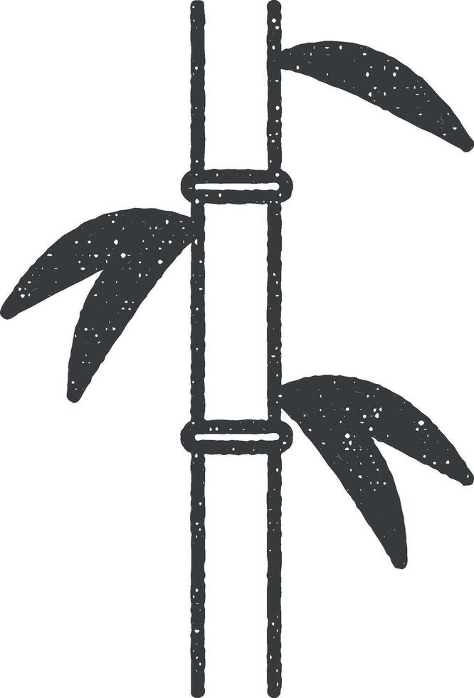 bamboe schets icoon vector illustratie in postzegel stijl