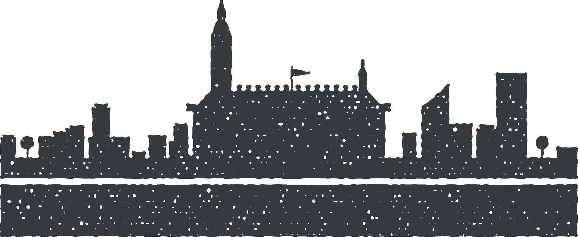 Kopenhagen gedetailleerd horizon icoon vector illustratie in postzegel stijl