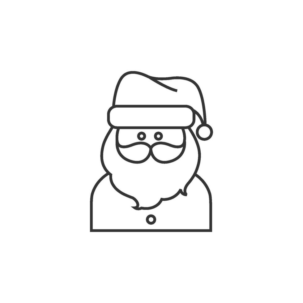 de kerstman claus hoofd icoon in dun schets stijl vector