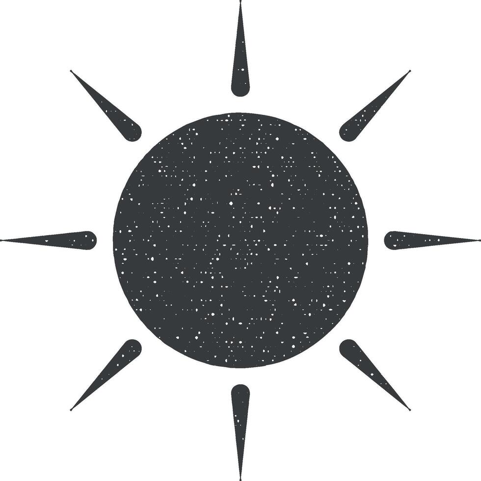 de zon icoon vector illustratie in postzegel stijl
