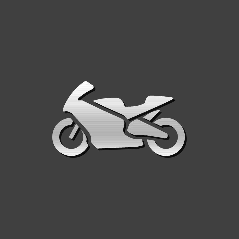 motorfiets icoon in metalen grijs kleur stijl. sport snelheid ras vector