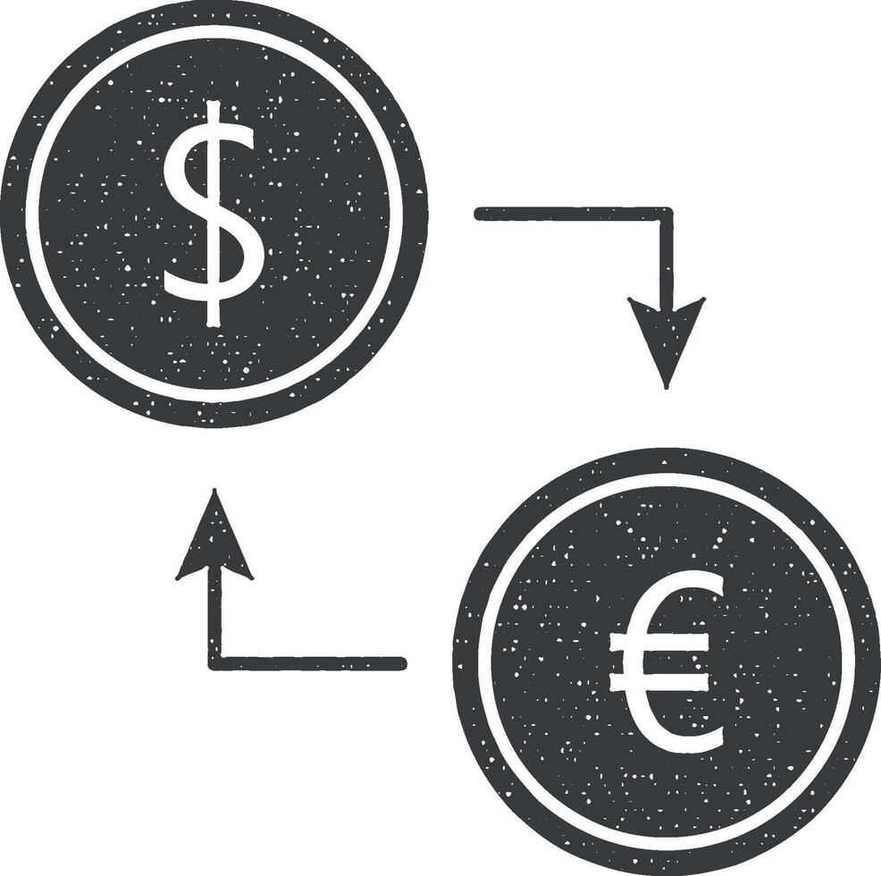 valuta uitwisseling vector icoon illustratie met postzegel effect