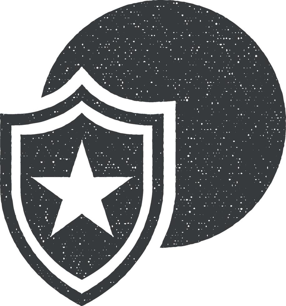 favoriete bescherming, globaal bewaker, globaal veiligheid, internet verbindingen, schild ster vector icoon illustratie met postzegel effect
