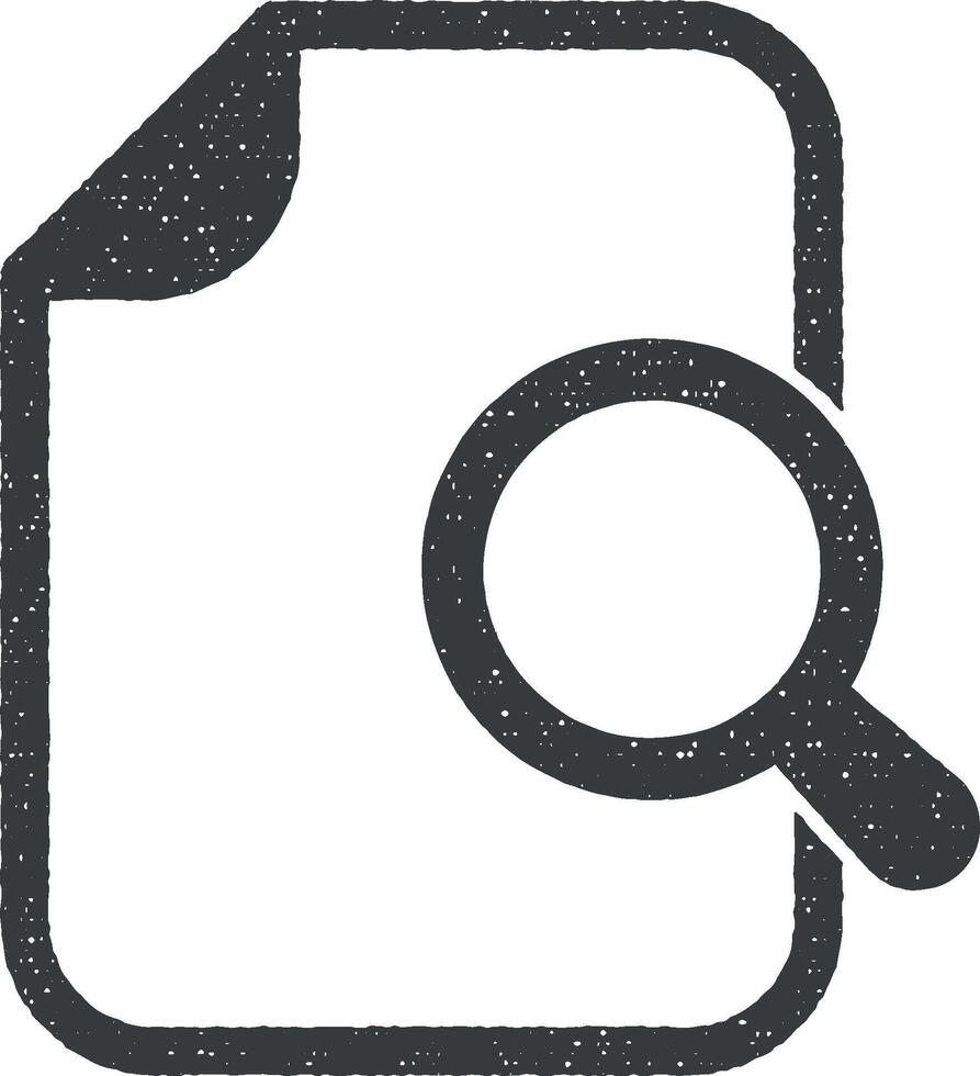 document, vergrootglas vector icoon illustratie met postzegel effect