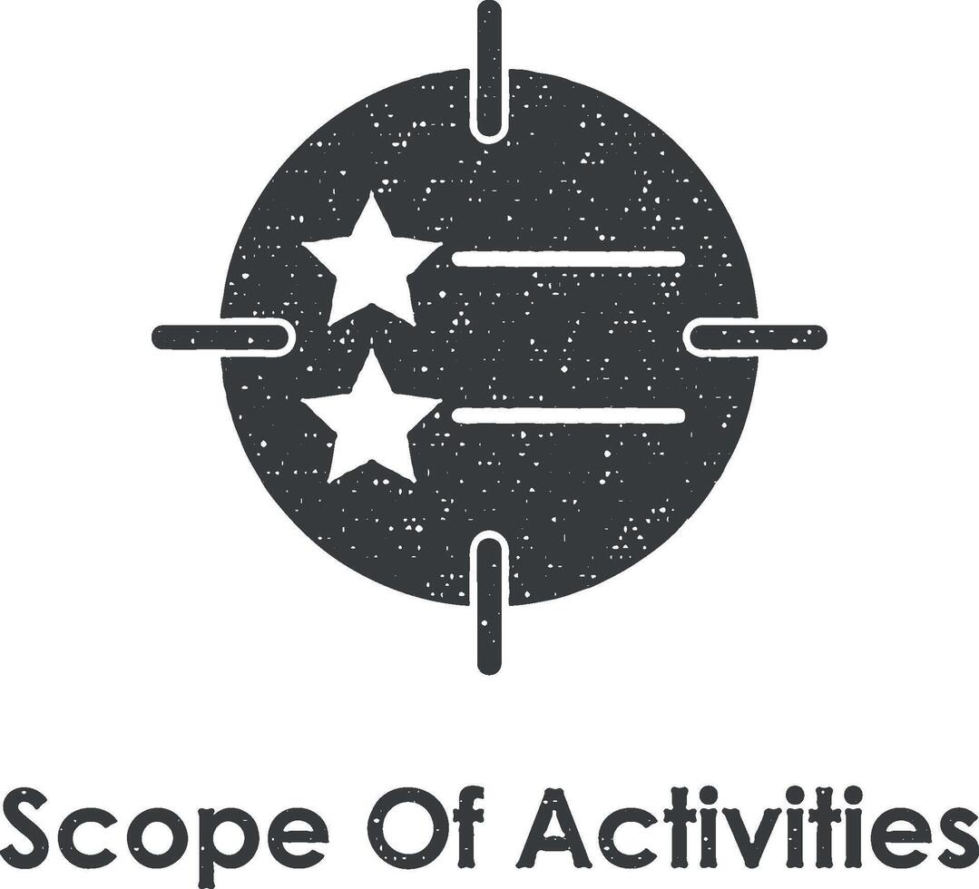 doelwit, sterren, strekking van activiteiten vector icoon illustratie met postzegel effect