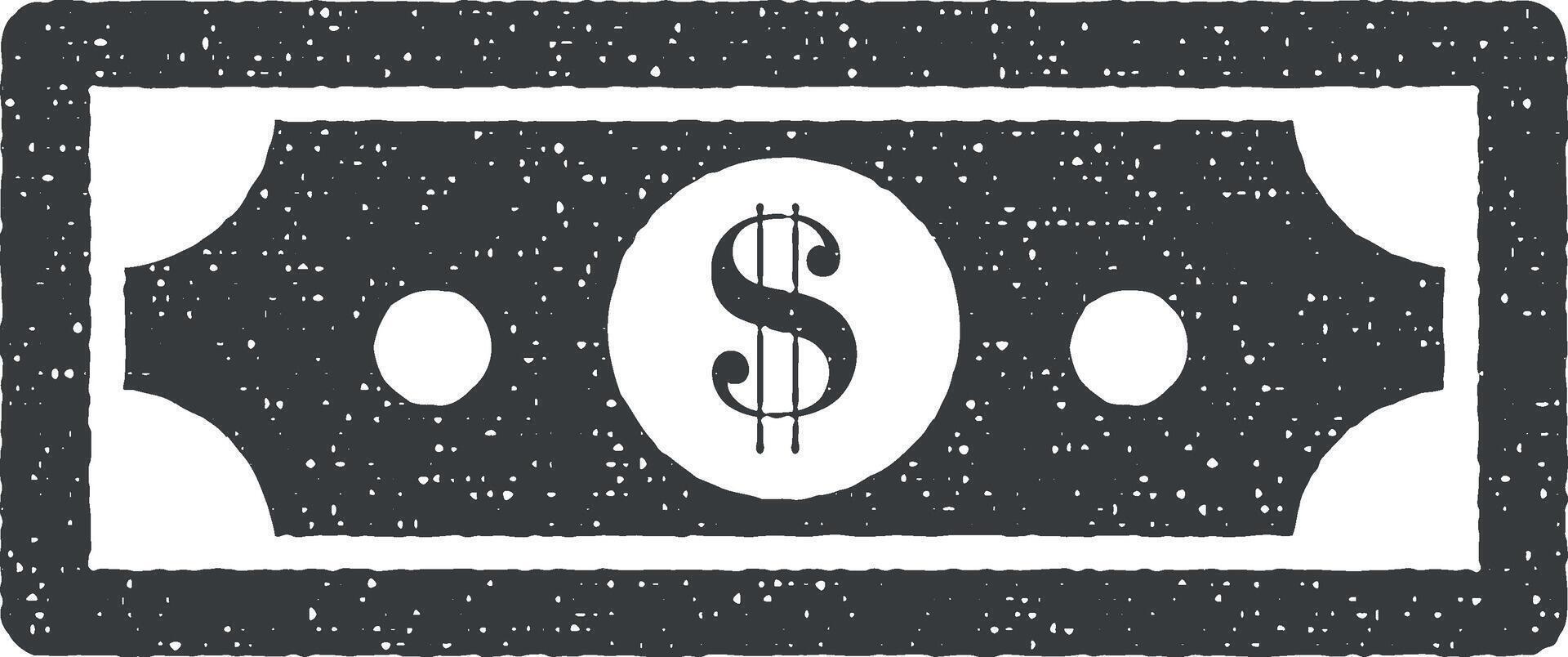 dollar Bill vector icoon illustratie met postzegel effect