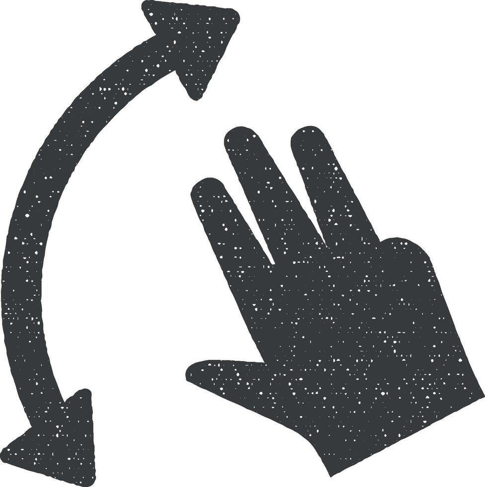 hand, vingers, gebaar, draaien, Actie vector icoon illustratie met postzegel effect