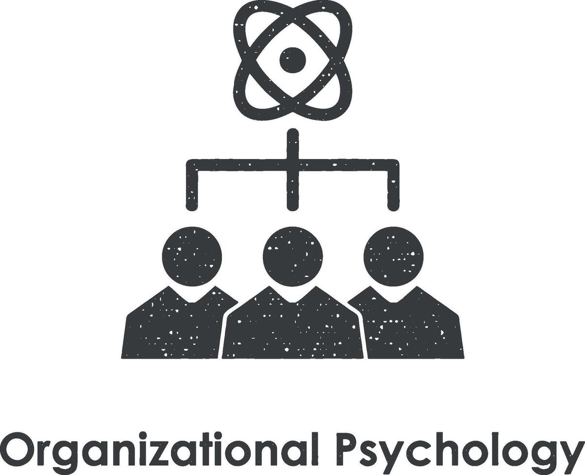 team, globaal, organisatorisch psychologie vector icoon illustratie met postzegel effect
