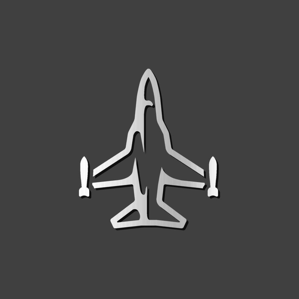vechter Jet icoon in metalen grijs kleur stijl. vliegtuig leger aanval vector