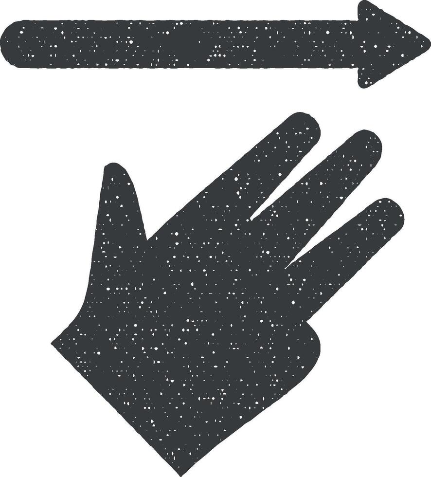 hand, vingers, gebaar, vegen, Rechtsaf vector icoon illustratie met postzegel effect