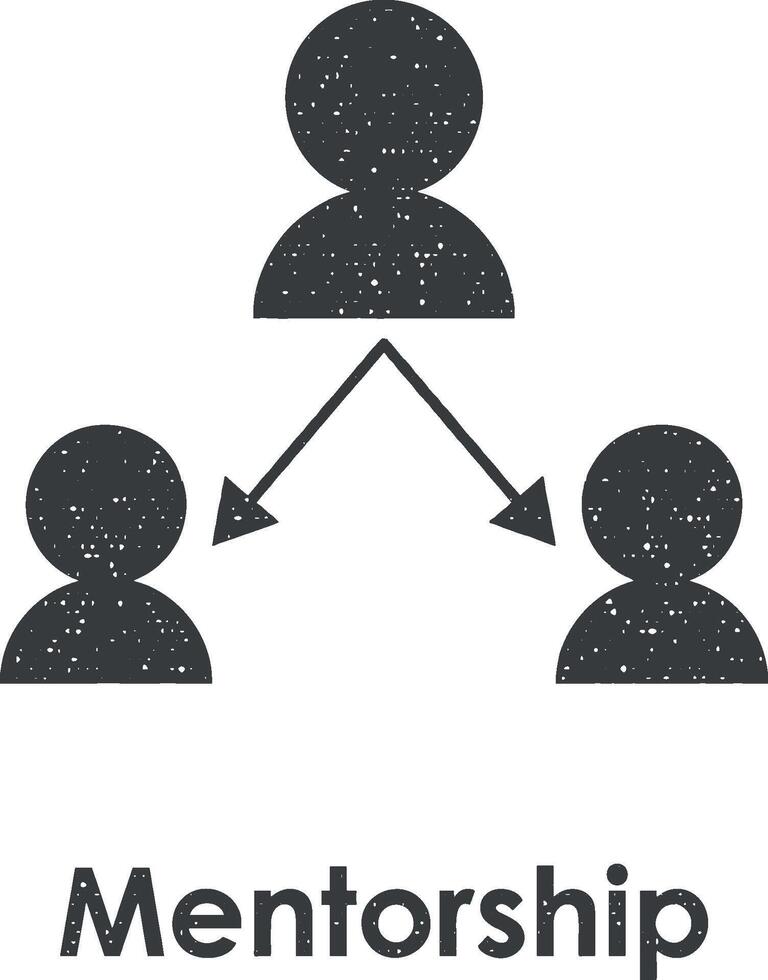 gebruiker, pijl, mentorschap vector icoon illustratie met postzegel effect