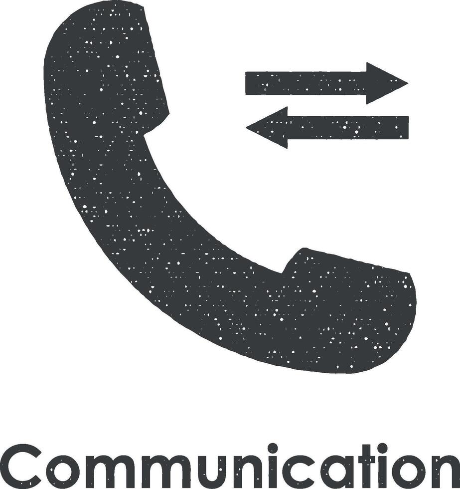 handset, pijl vector icoon illustratie met postzegel effect