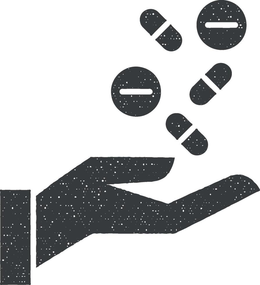 liefdadigheid, drug vector icoon illustratie met postzegel effect