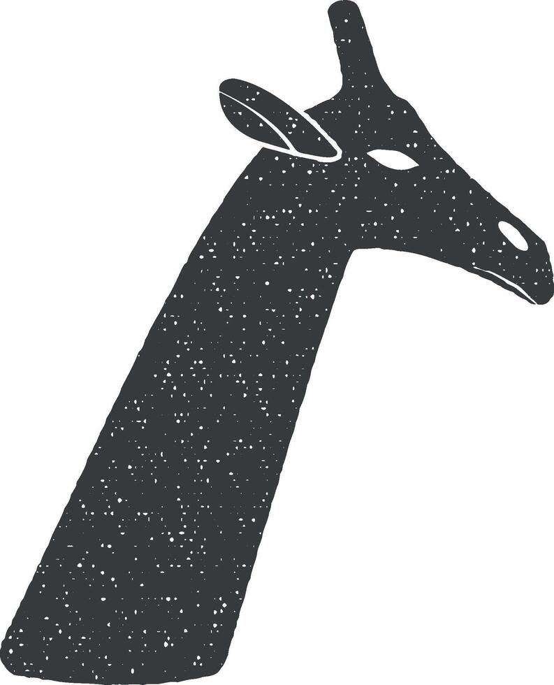 hoofd van giraffe silhouet vector icoon illustratie met postzegel effect