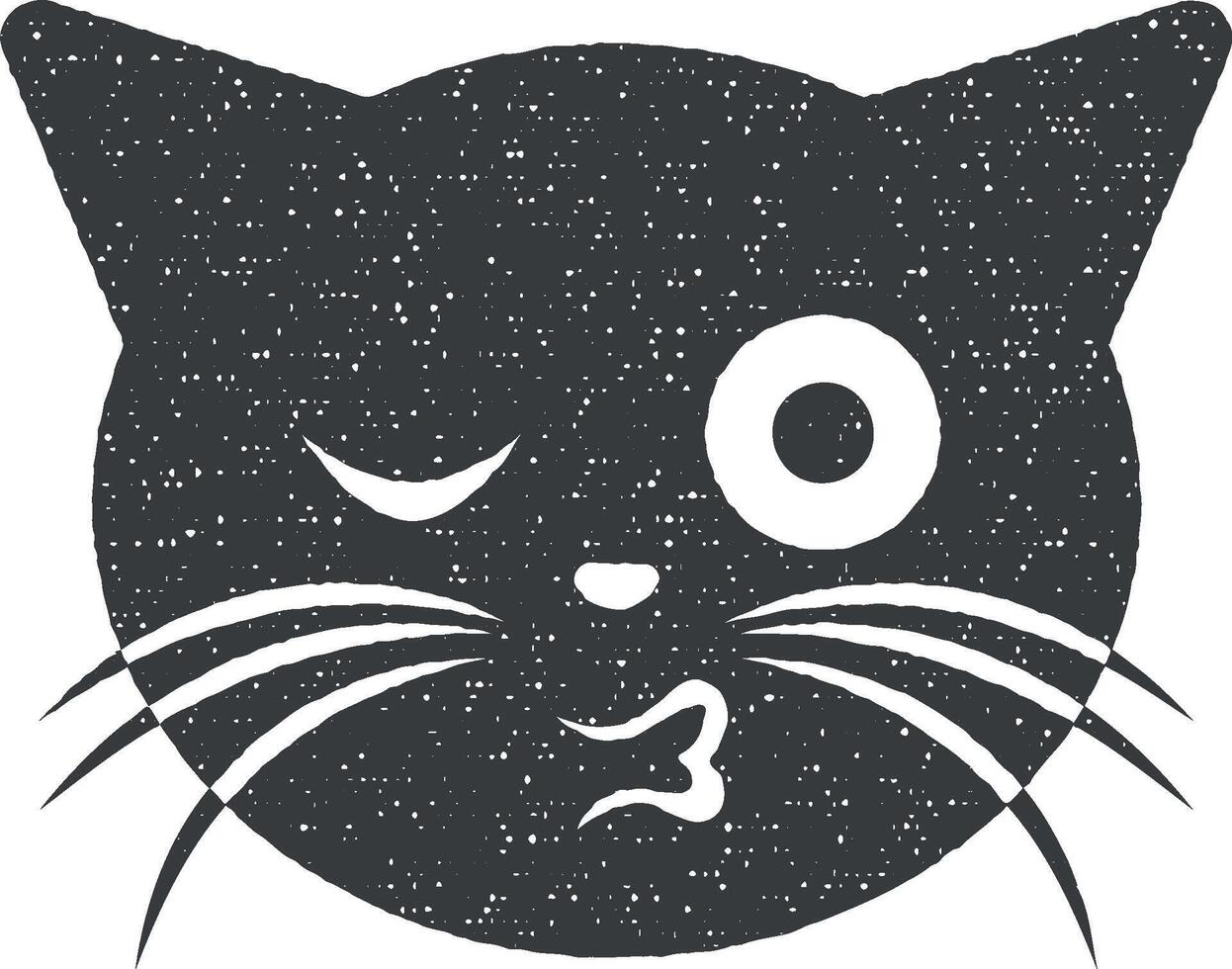 knipoog kus kat vector icoon illustratie met postzegel effect