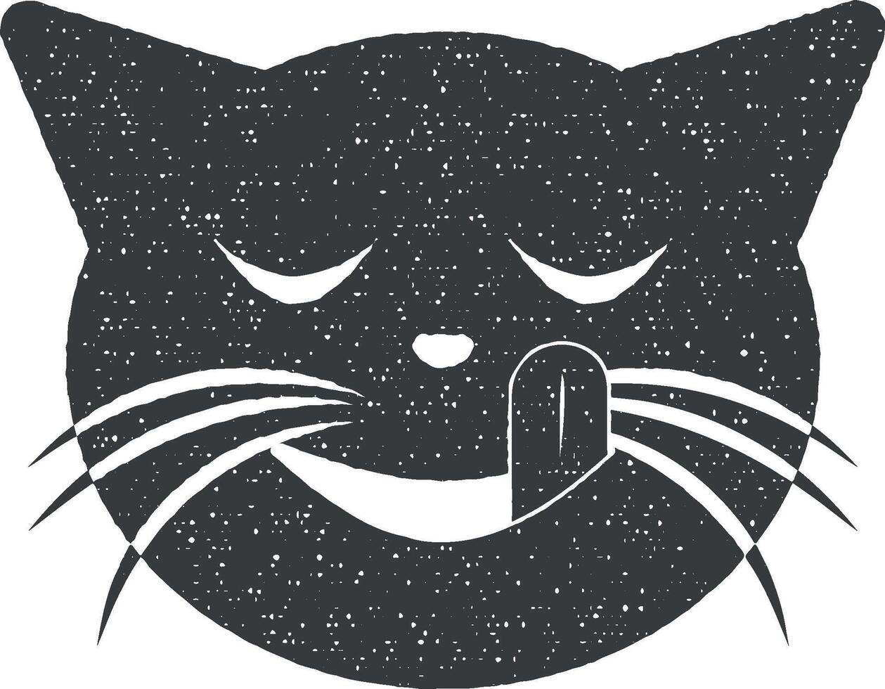 verheugd met de taal kat vector icoon illustratie met postzegel effect