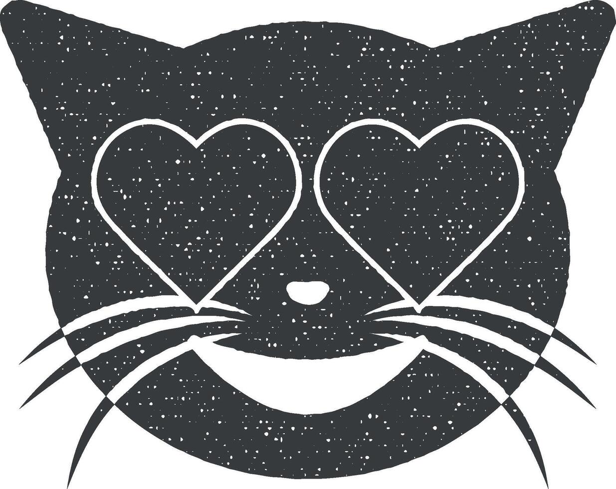 verliefd kat vector icoon illustratie met postzegel effect