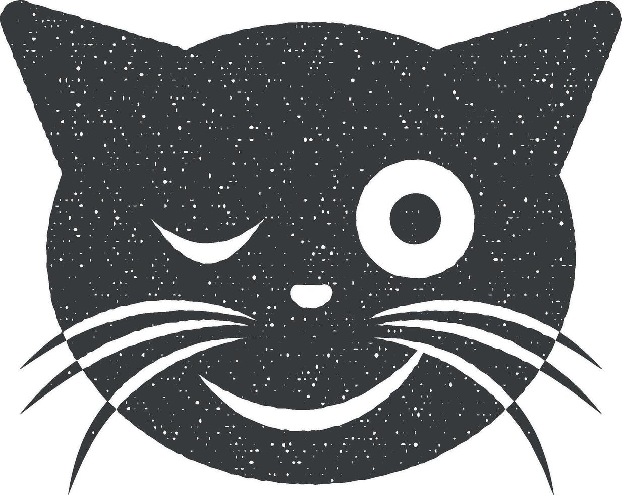 knipoog kat vector icoon illustratie met postzegel effect