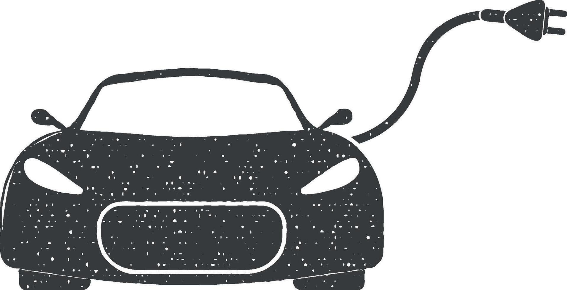 elektrisch opladen auto vector icoon illustratie met postzegel effect