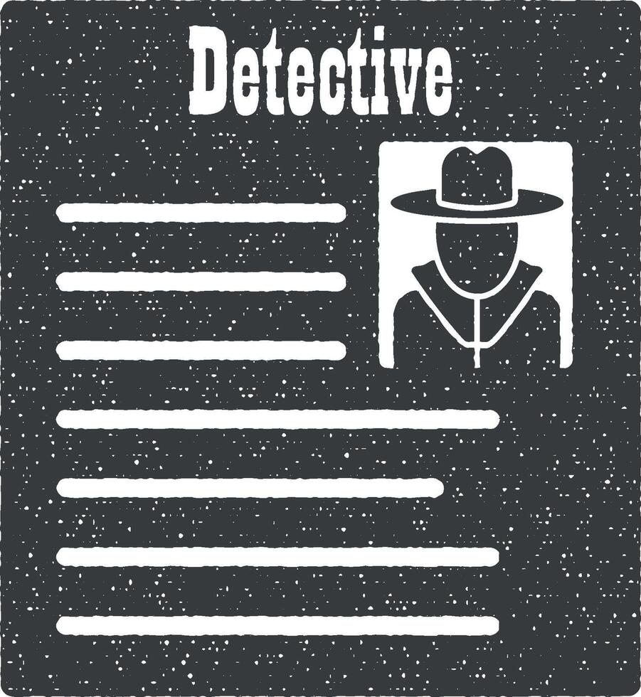 detective Aankondiging vector icoon illustratie met postzegel effect
