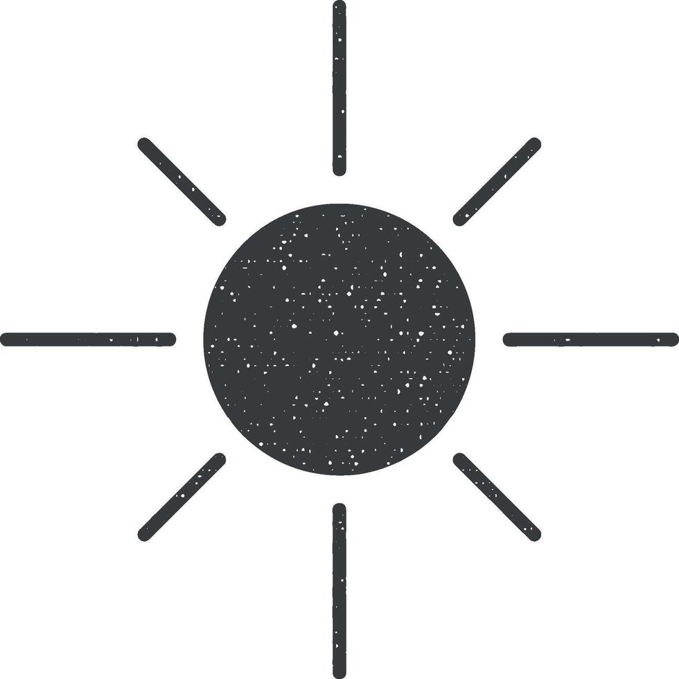 zon, zonne, weer vector icoon illustratie met postzegel effect