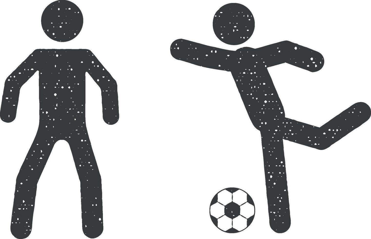 voetbal spelers met een bal vector icoon illustratie met postzegel effect