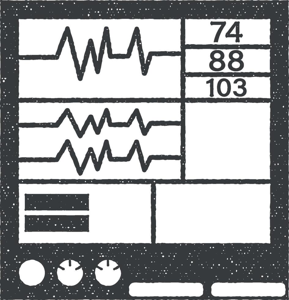 elektrocardiogram, Gezondheid, cardiogram, medisch vector icoon illustratie met postzegel effect