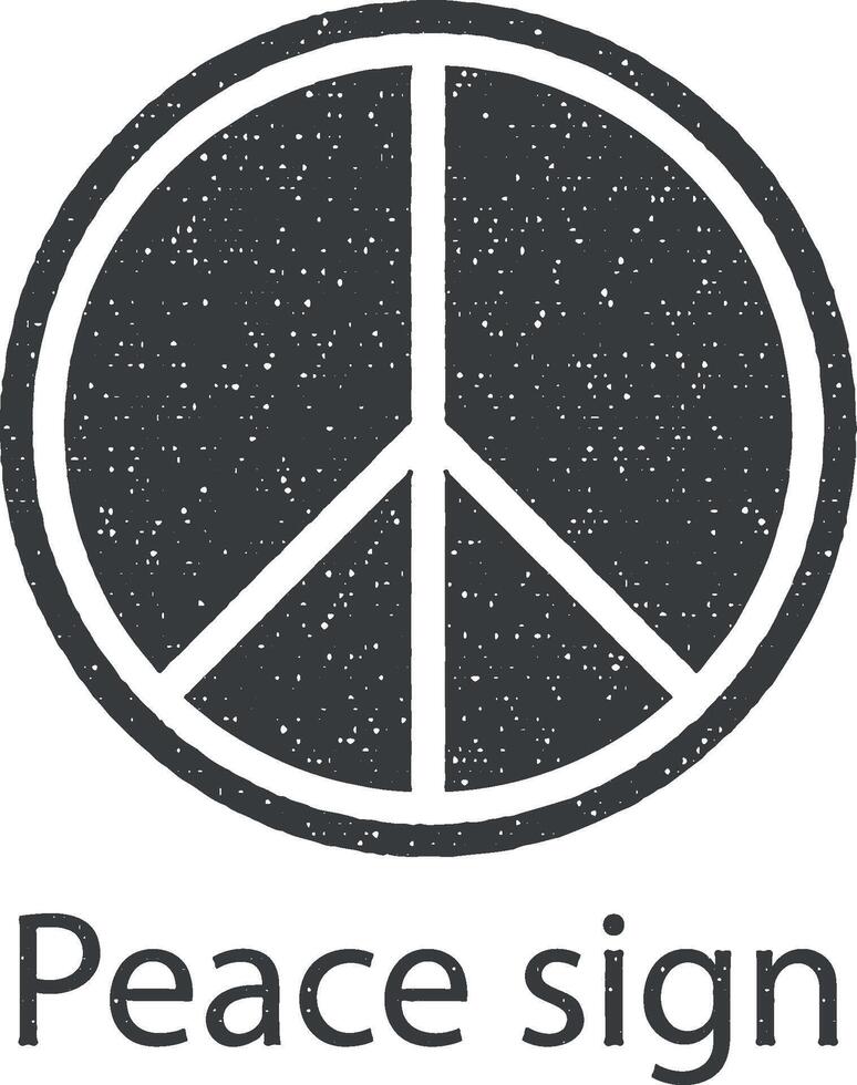 vrede teken vector icoon illustratie met postzegel effect