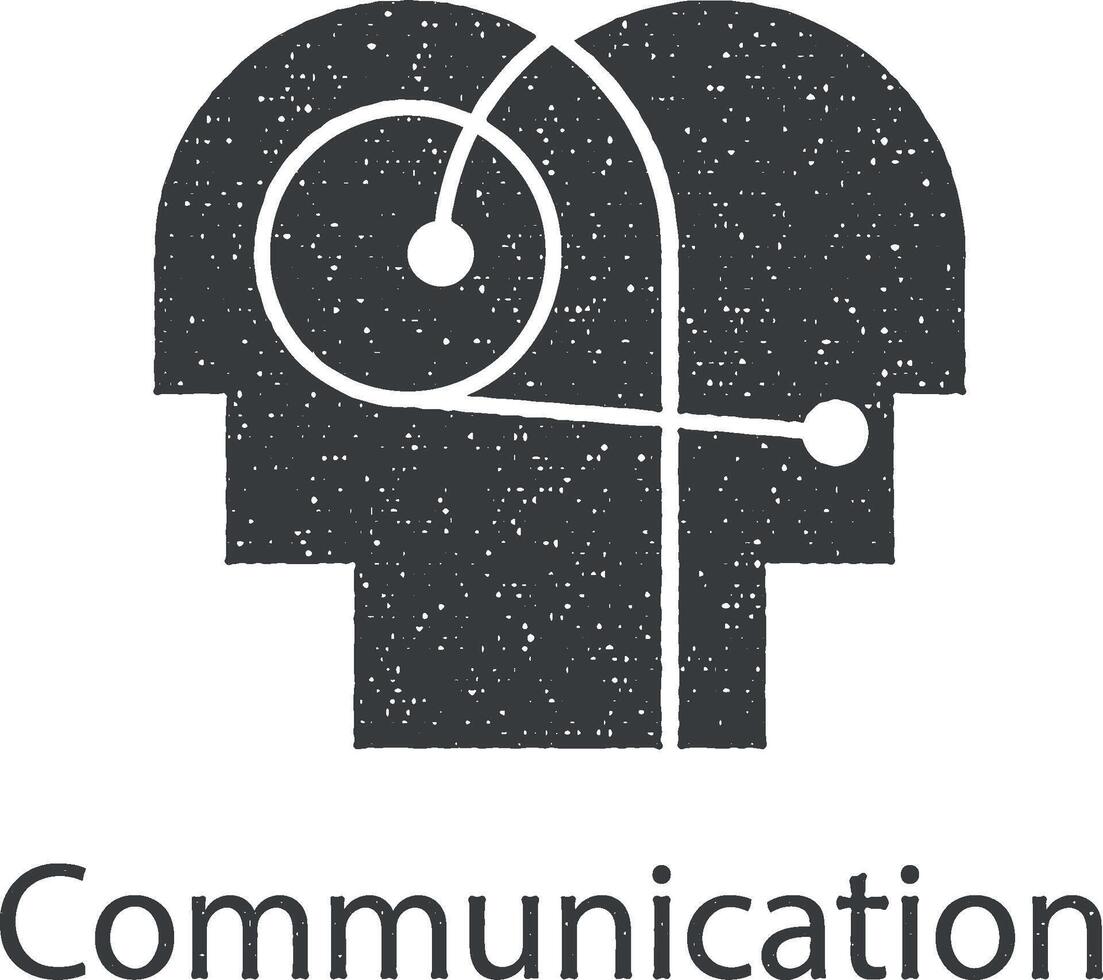 beter, communicatie, horen, menselijk vector icoon illustratie met postzegel effect