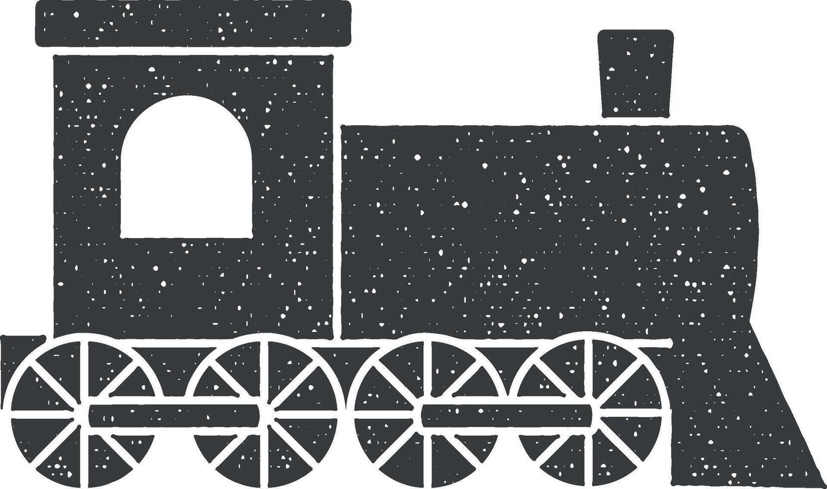 stoom- locomotief vector icoon illustratie met postzegel effect