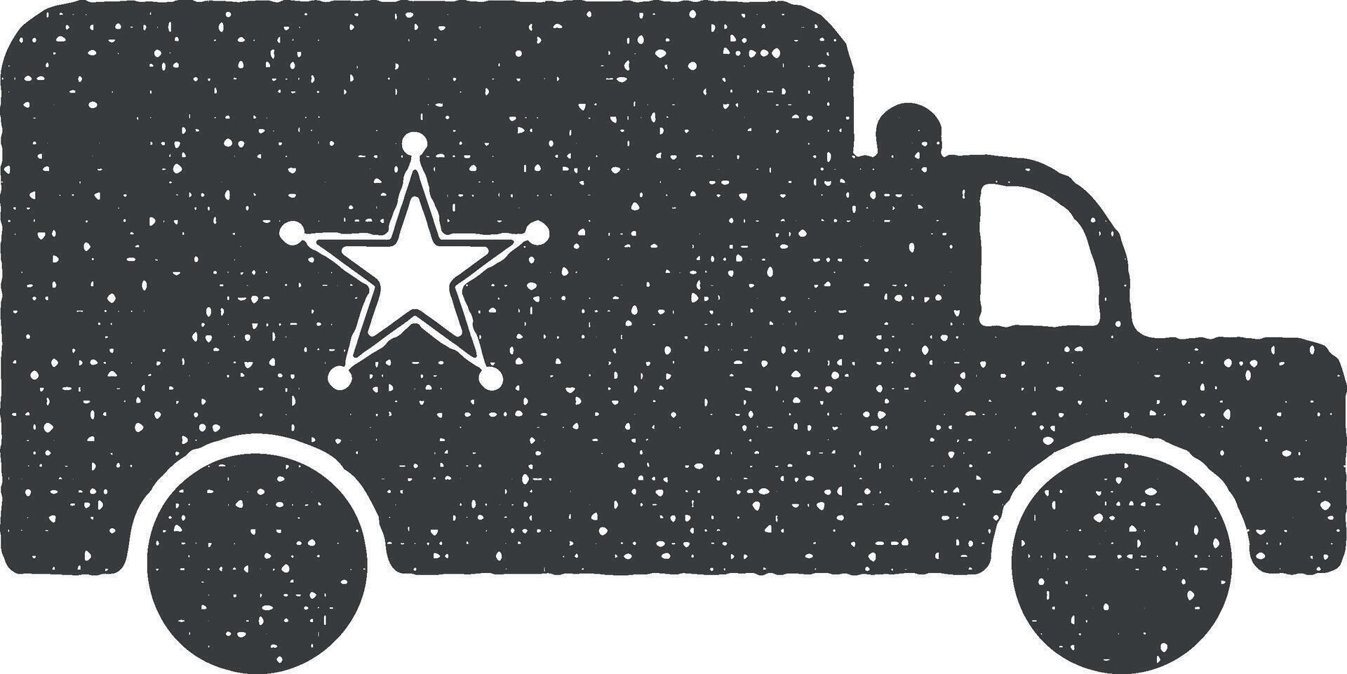 Politie vrachtauto vector icoon illustratie met postzegel effect