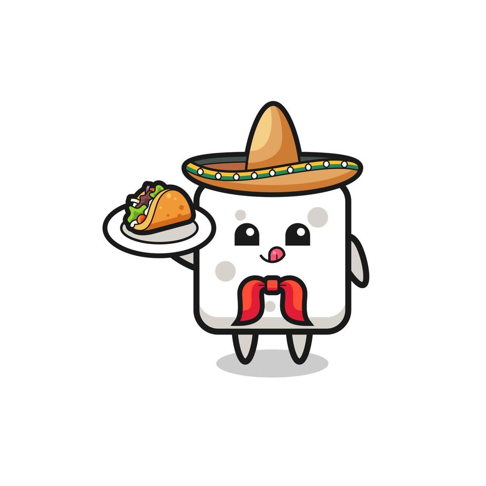 suikerklontje Mexicaanse chef-kok mascotte met een taco vector